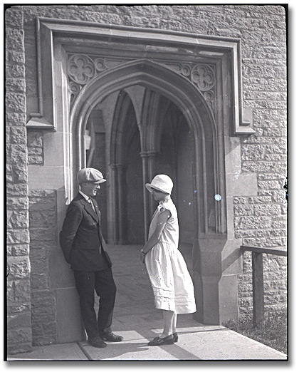 Young people at the tower, Queen's Park, Toronto, July 19, 1925