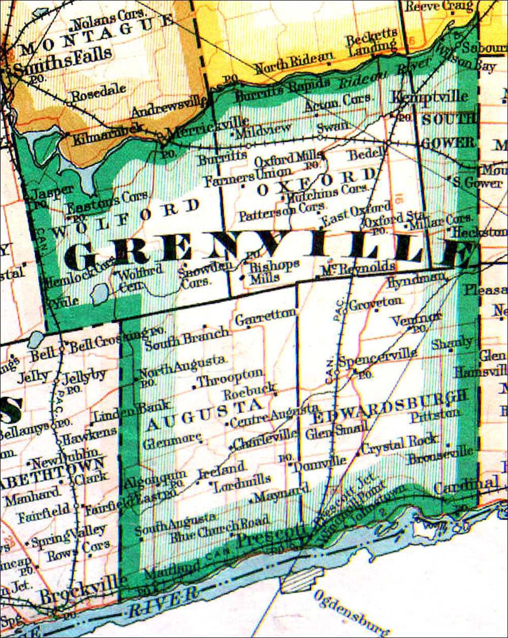 Large scale map of County of Grenville