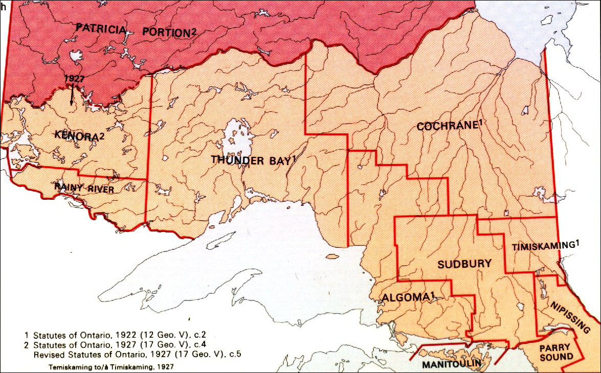 Large scale map of Ontario's northern districts - 1927