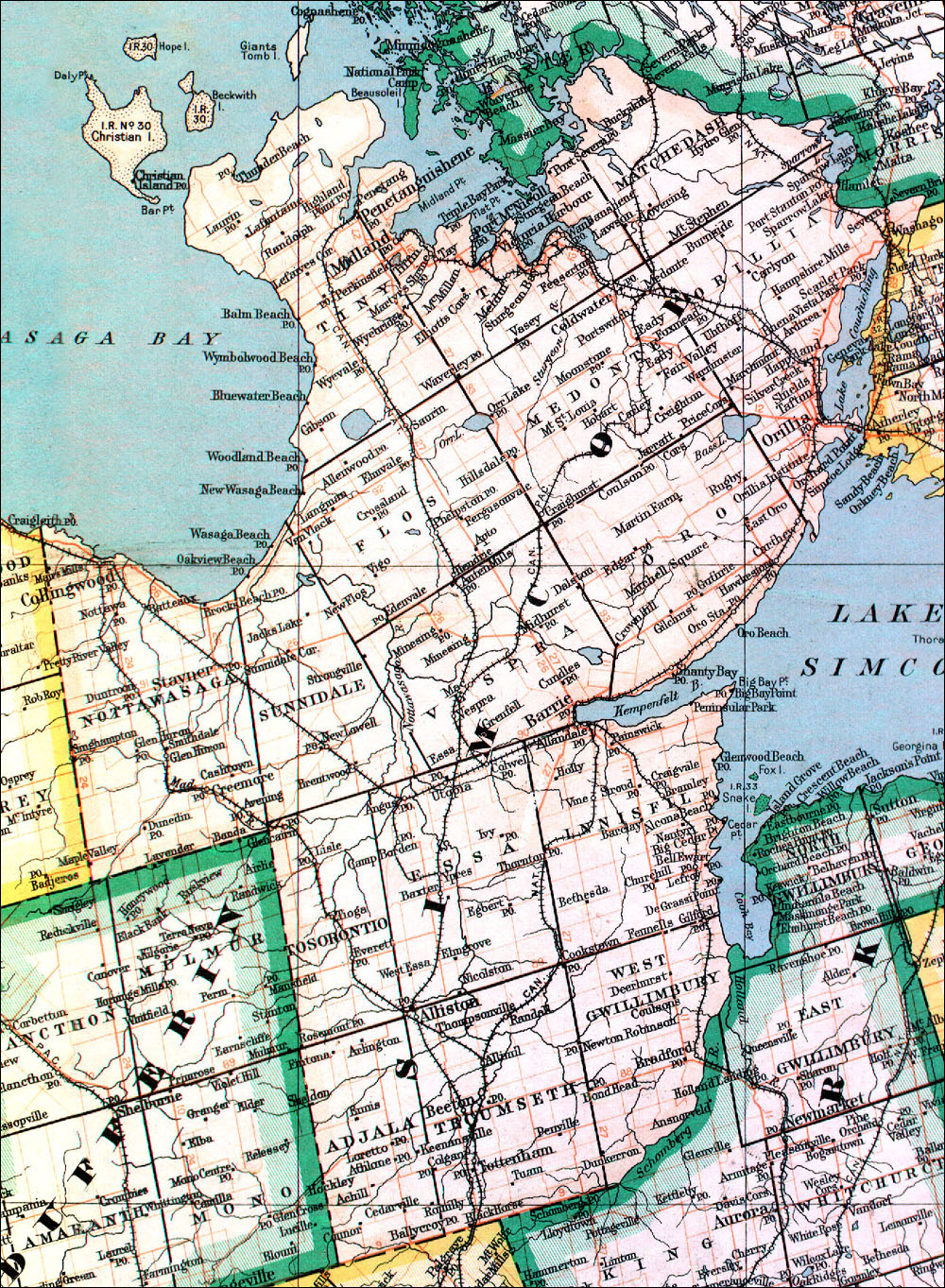 Large scale map of County of Simcoe