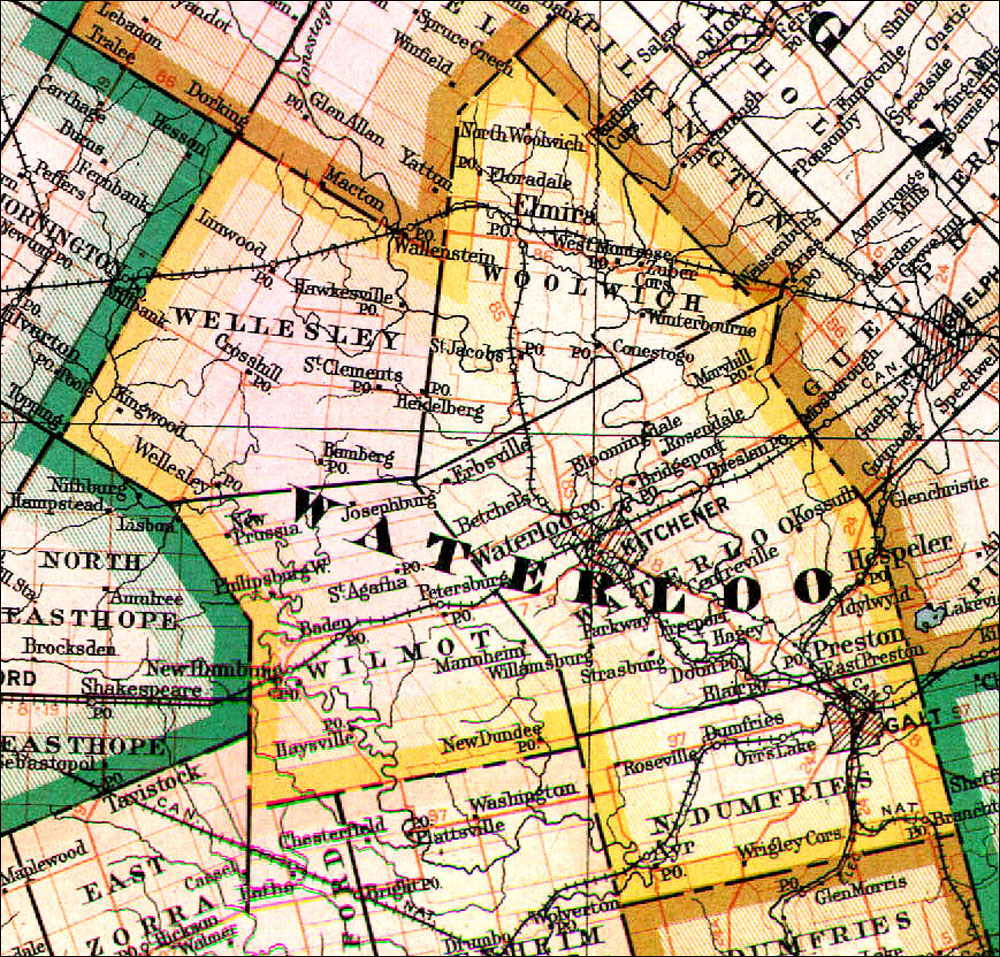 Large scale map of County of Waterloo