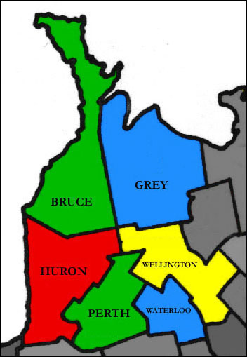 Cartes du Sud de l'Ontario aux environs de 1951 par emplacement - central-ouest