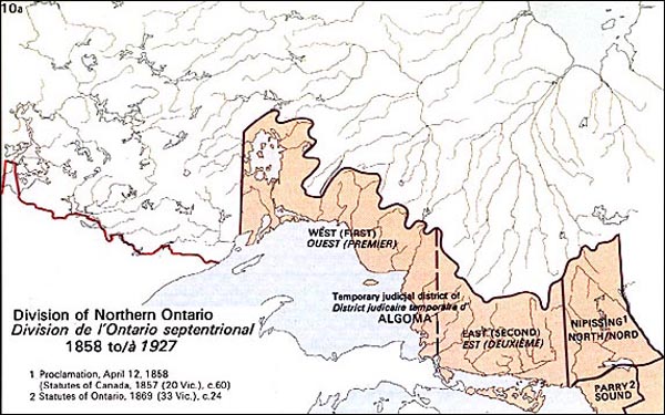 Map of Northern Ontario Districts - 1869