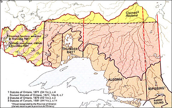 Map of Northern Ontario Districts - 1881