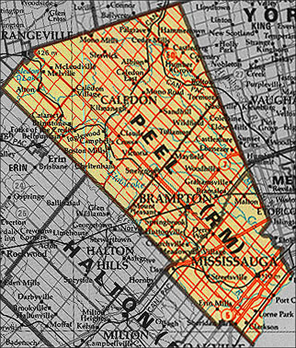 Map of Regional Municipality Peel