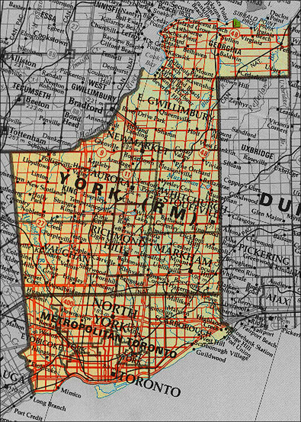 Map of Regional Municipality York