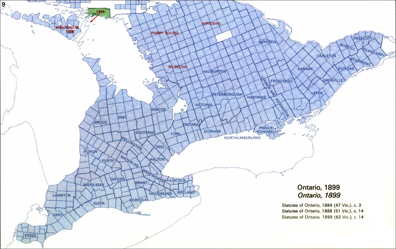 Large scale map of Ontario's districts - 1899
