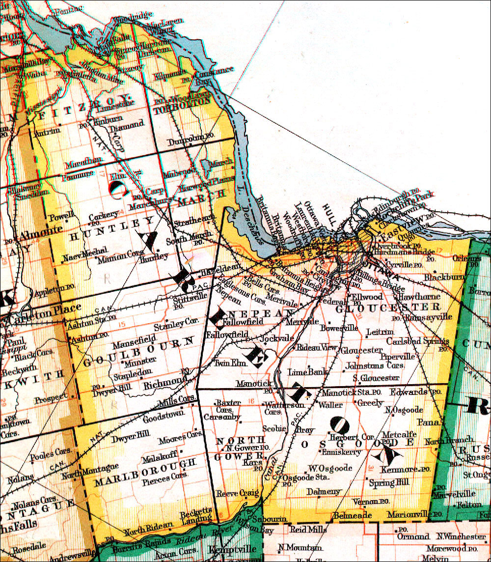 Large scale map of Comté de Carleton