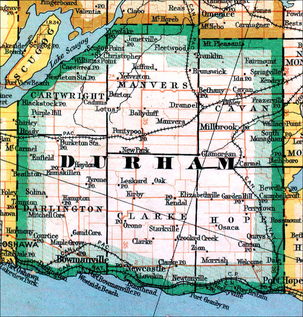 Large scale map of Comté de Durham