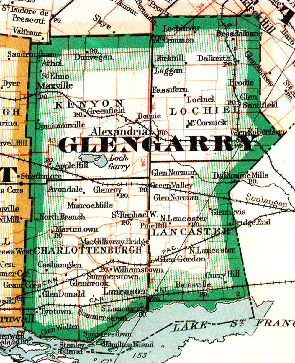Large scale map of Comté de Glengarry