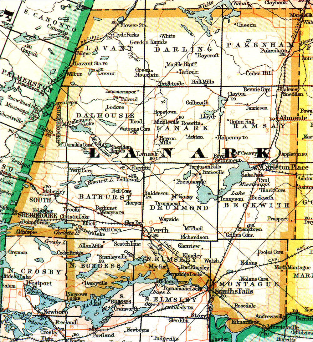 Large scale map of Comté de Lanark