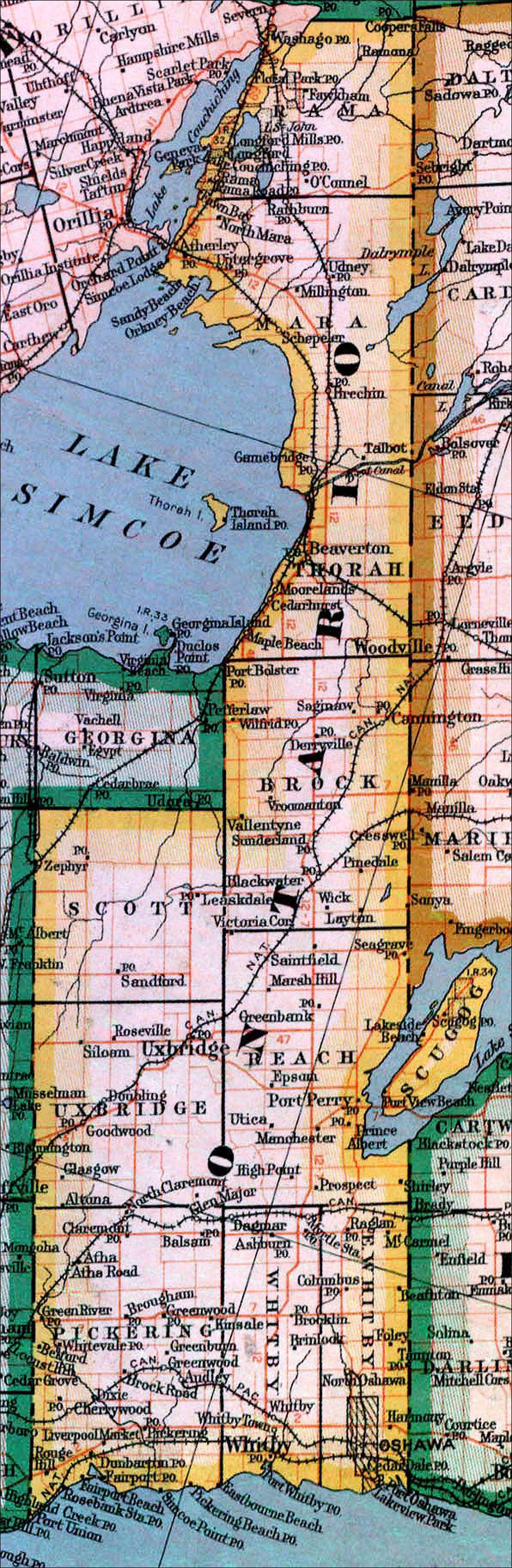 Large scale map of Comté de Ontario