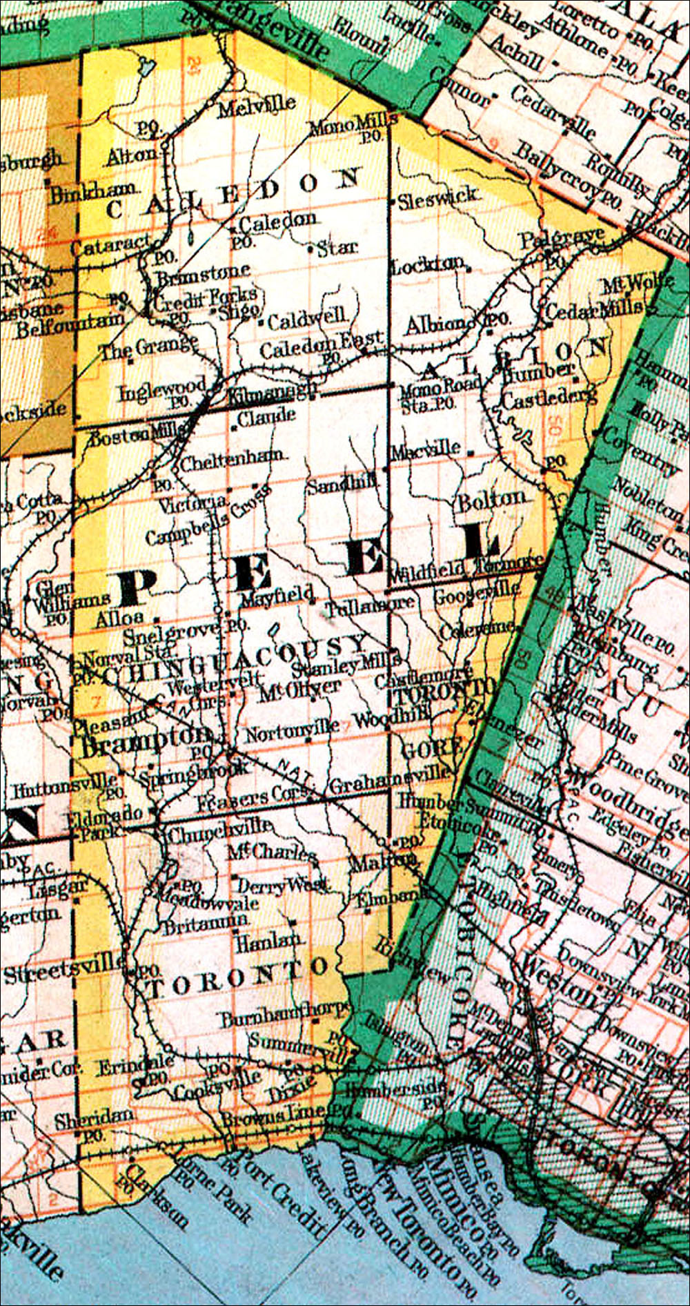 Large scale map of Comté de Peel