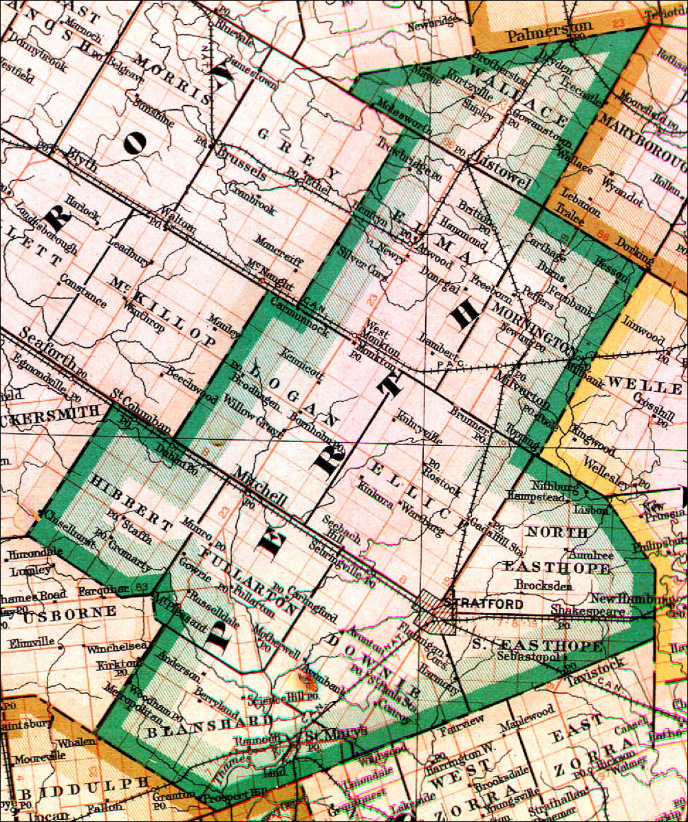 Large scale map of Comté de Perth