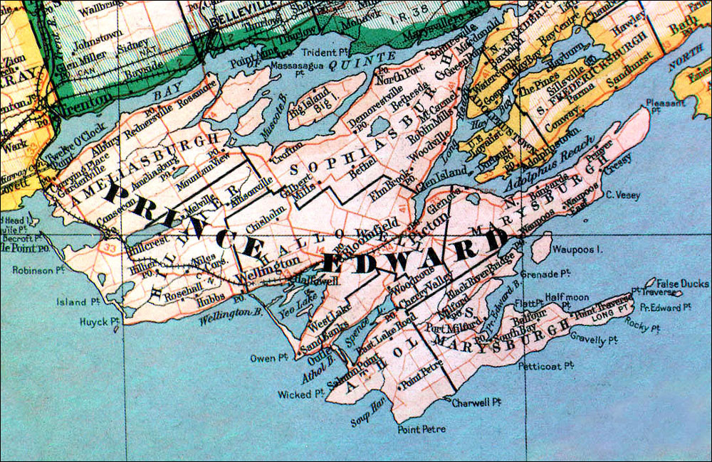 Large scale map of Comté de Prince Edward County