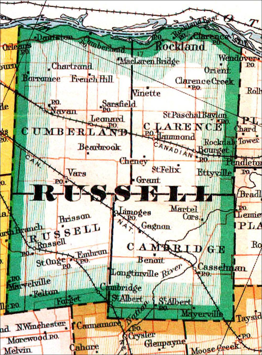 Large scale map of Comté de Russell