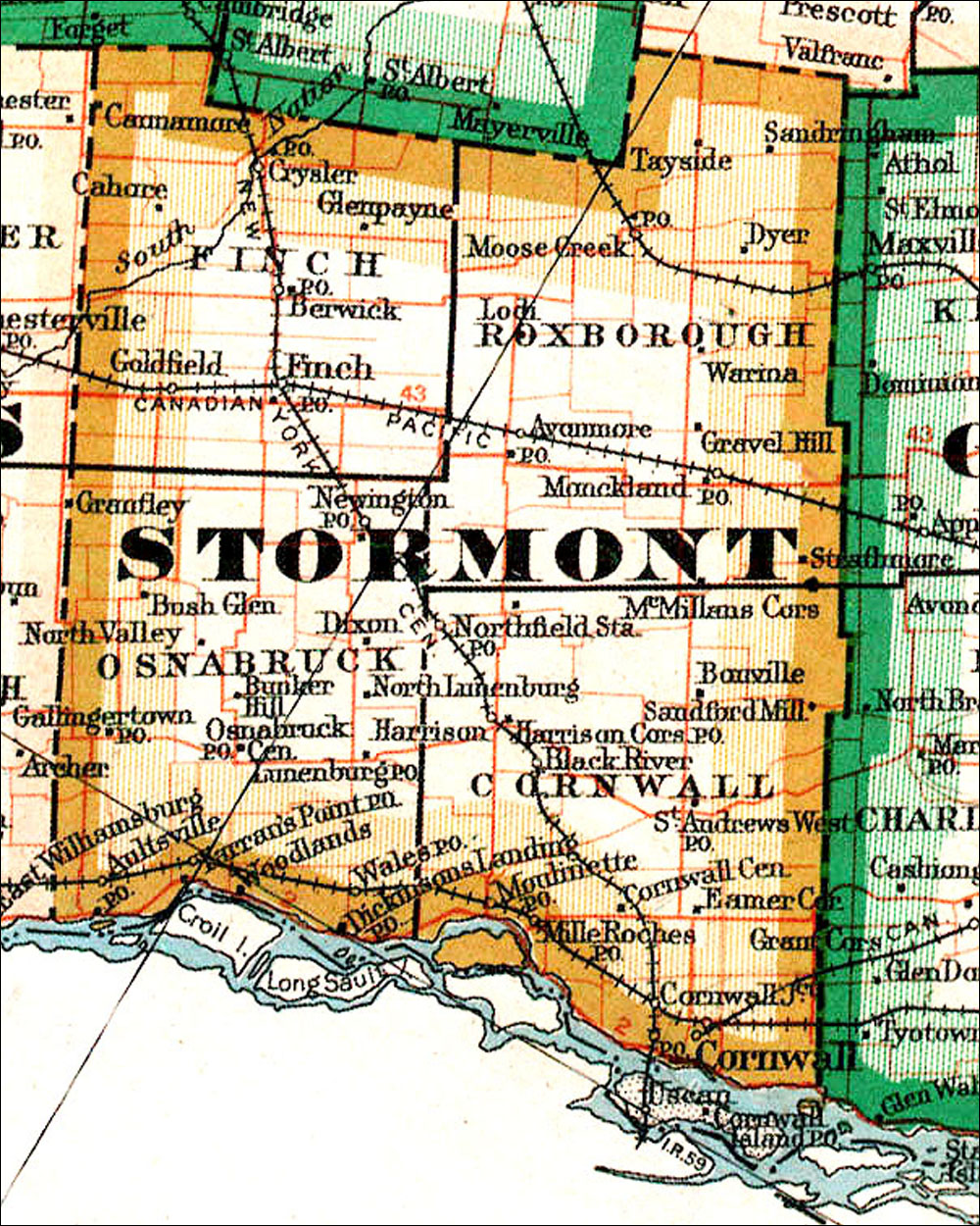 Large scale map of Comté de Stormont
