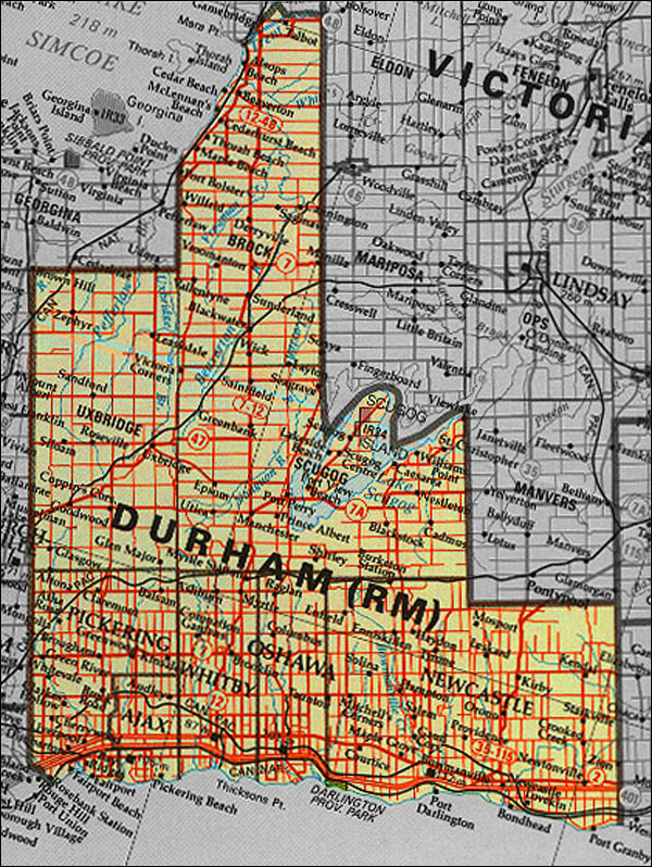 Map of Regional Municipality Durham