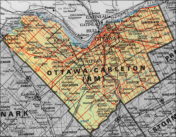 Map of Regional Municipality Ottawa-Carleton