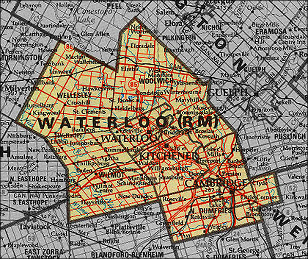Map of Regional Municipality Waterloo