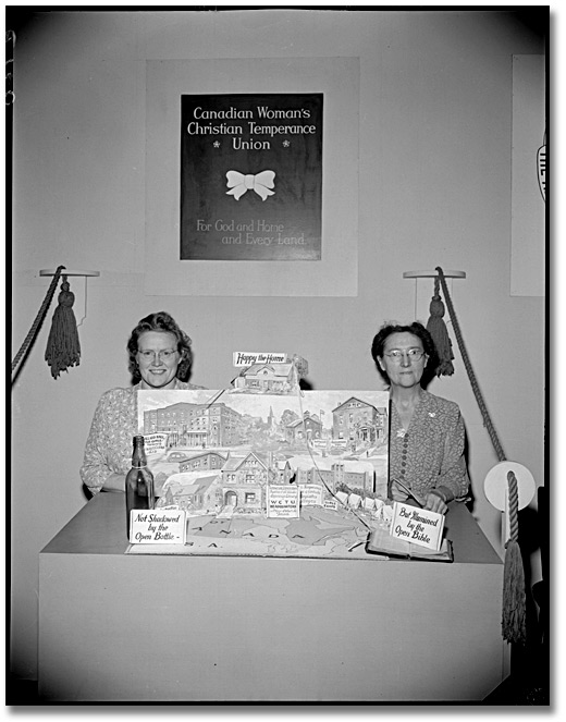 Photo: Women's Christian Temperance Union's display booth for the Canadian National Exhibition, Toronto, [between 1878 and 1991]