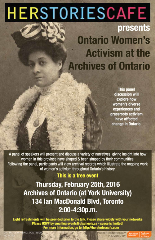 Ontario Women’s Activism at the Archives poster