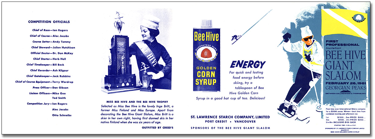 Promotional Booklet for Bee Hive Giant Slalom, held at Georgian Peaks Ski Club, Thornbury, Ontario, 1961