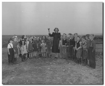 Photograph of Teacher and students, Holland Marsh