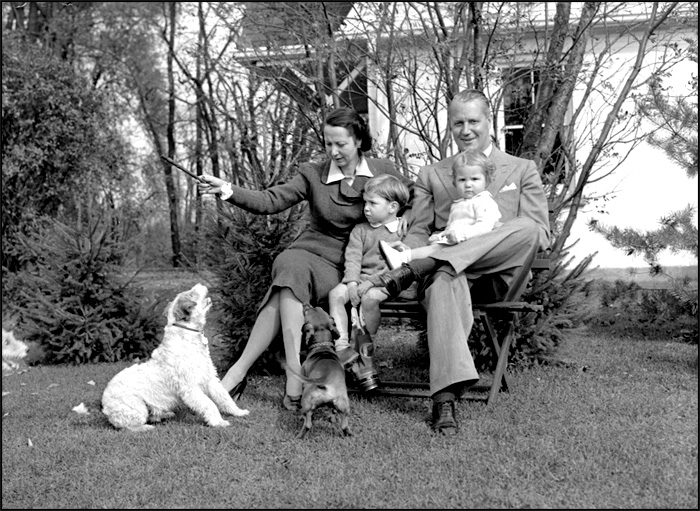 Future Ontario Premier George Drew and family in the yard of their home in Guelph, 1941