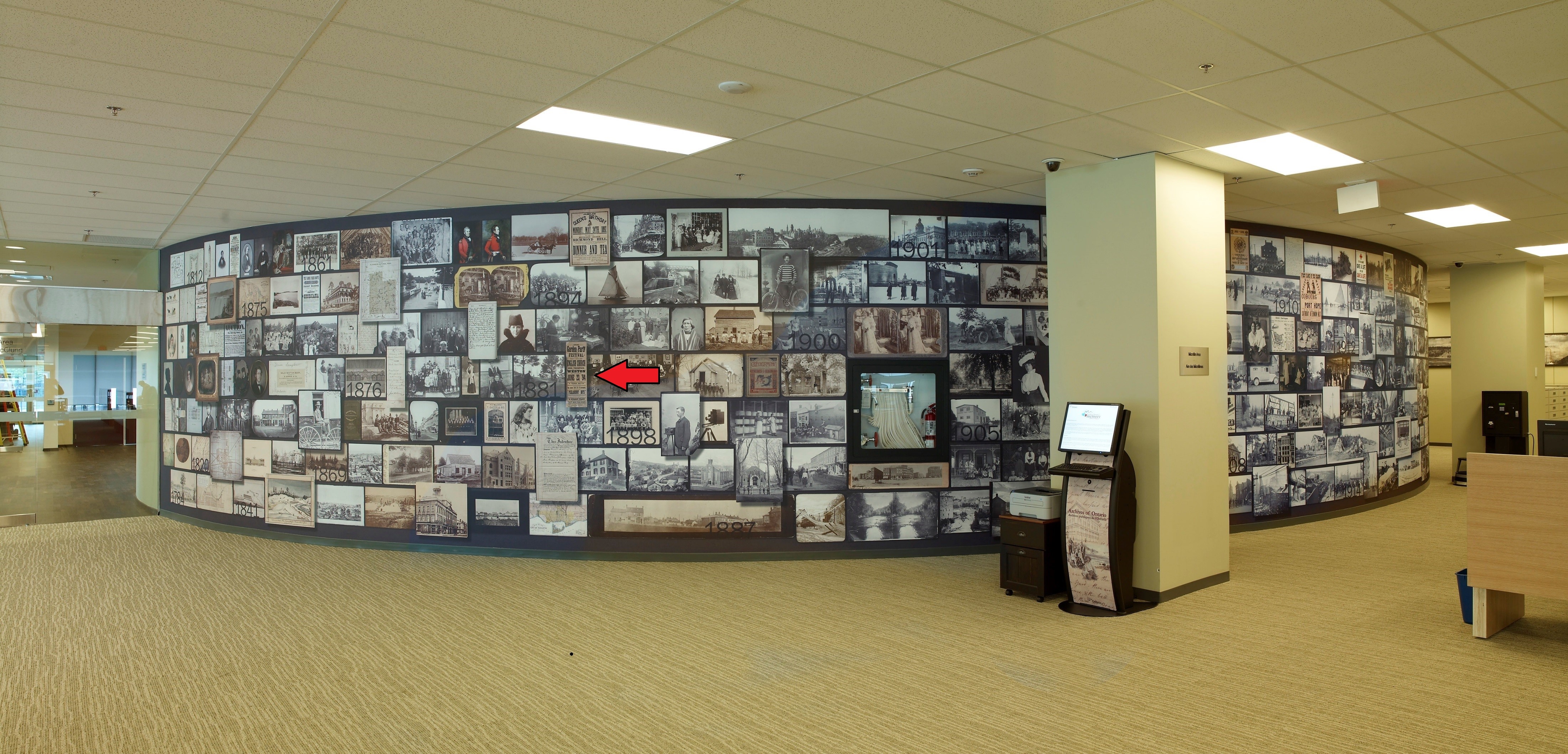 Panorama of the Archives of Ontario’s image montage wall