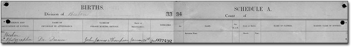 Example of Birth Registration 1899-1910