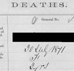 Thumbnail copy of Death Registration 1869-1896 to illustrate the form