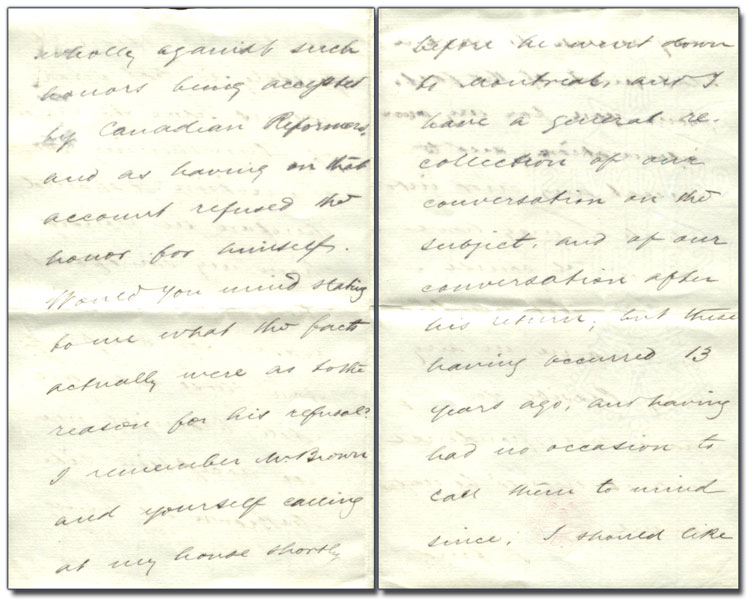 Lettre de l'honorable Oliver Mowat à Anne Brown, 15 juin 1892