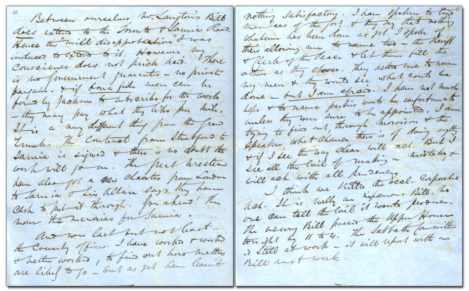 Lettre de George Brown à Archibald Young, 22 mars 1853