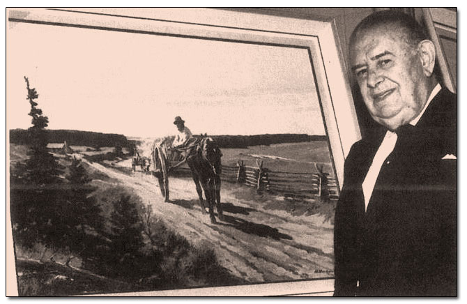 Moma Markovich standing next to his painting Dirt Road 