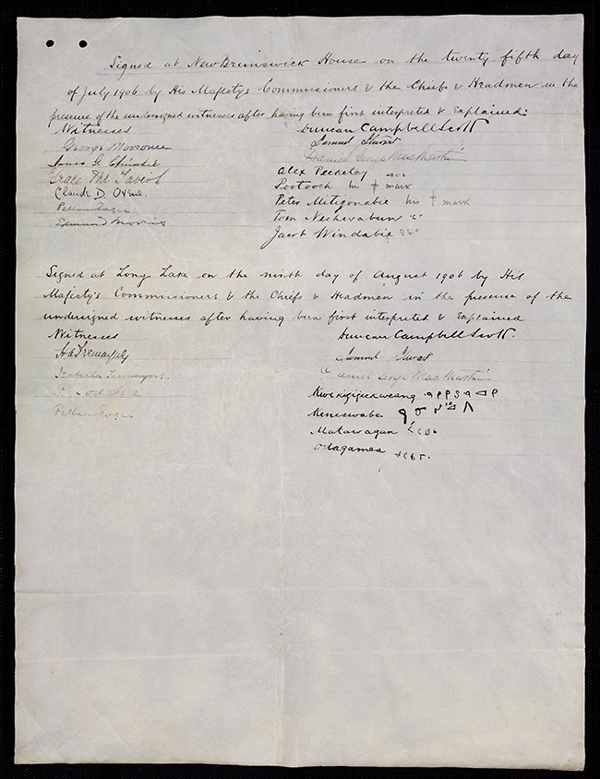 Document écrit du Traité de la baie James 