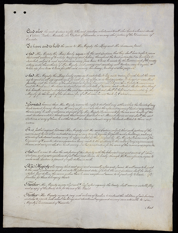 Document écrit du Traité de la baie James 