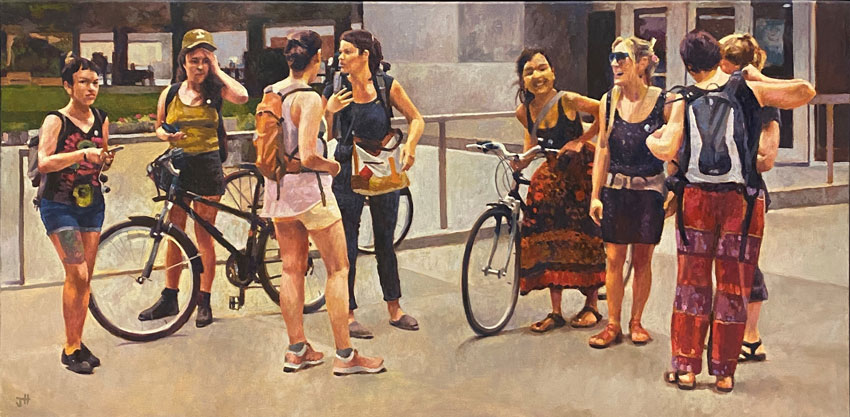 Jeunes femmes debut avec des bicyclettes, 2017
John Hood
Oil on canvas
28 x 48”
Government of Ontario Art Collection, 101430 