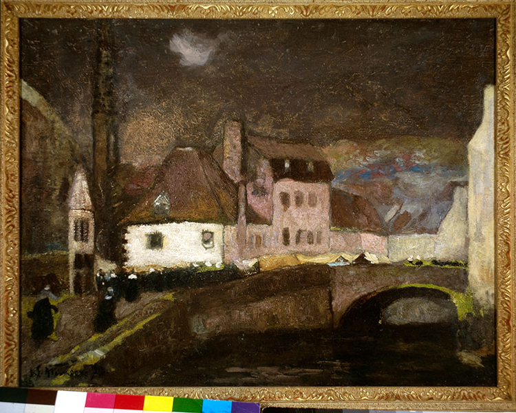 <em>The Old Town, Brittany,  Night Effect</em>, 1913<br>
William Edwin Atkinson, OSA<br>
Oil on canvas<br>
This work was purchased by the Government of  Ontario<br>
from the 41st annual OSA Exhibition, 1913<br>
Government of Ontario Art Collection, 622038<br />