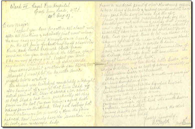 Letter from A. C. Tayler to L. Bruce Robertson, August 14, 1917