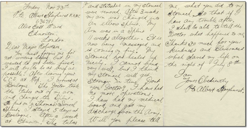 Albert Hayhurst – Nov 23 (no year) letter