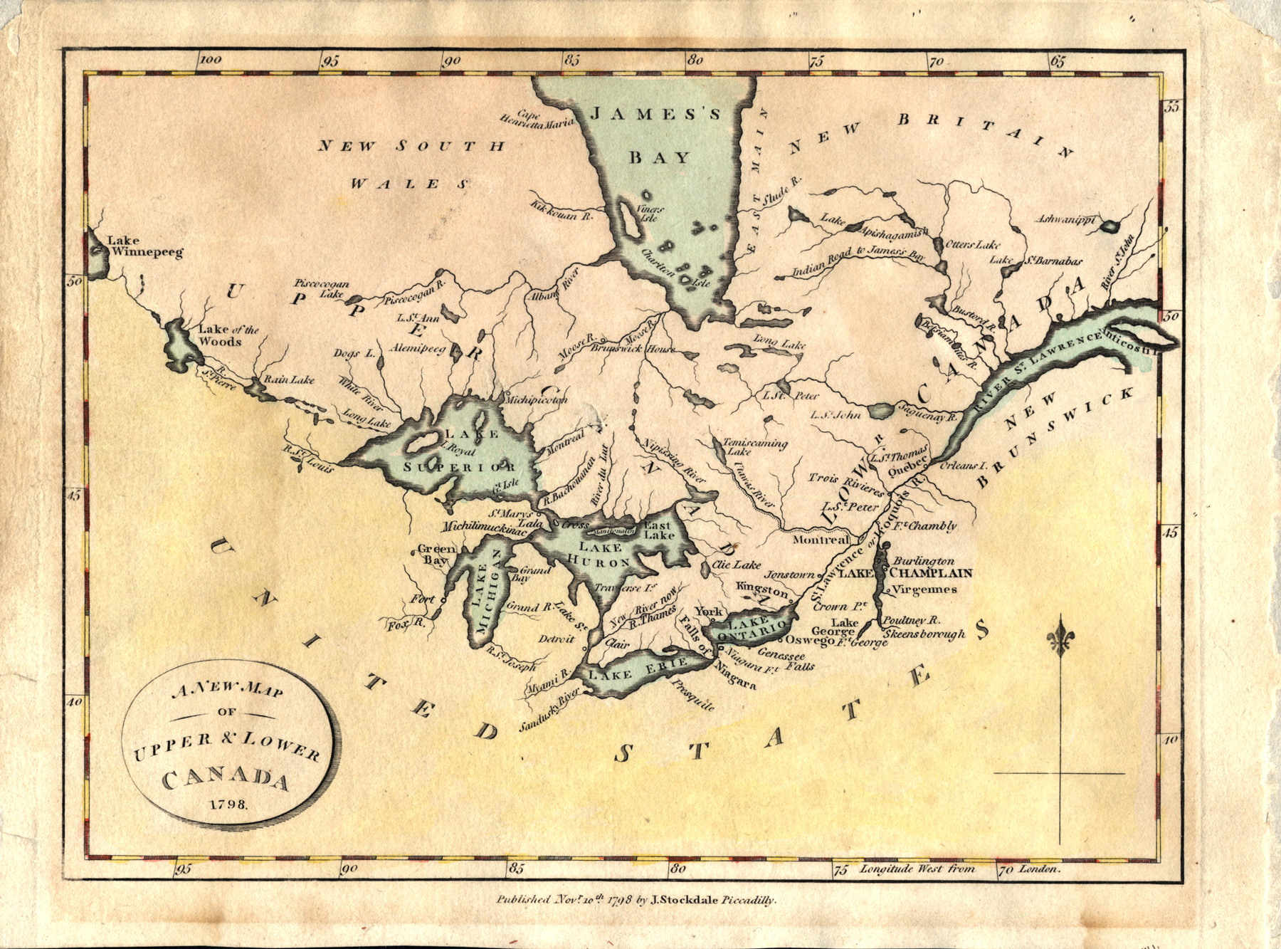Une nouvelle carte du Haut Canada et du Bas-Canada, 1798