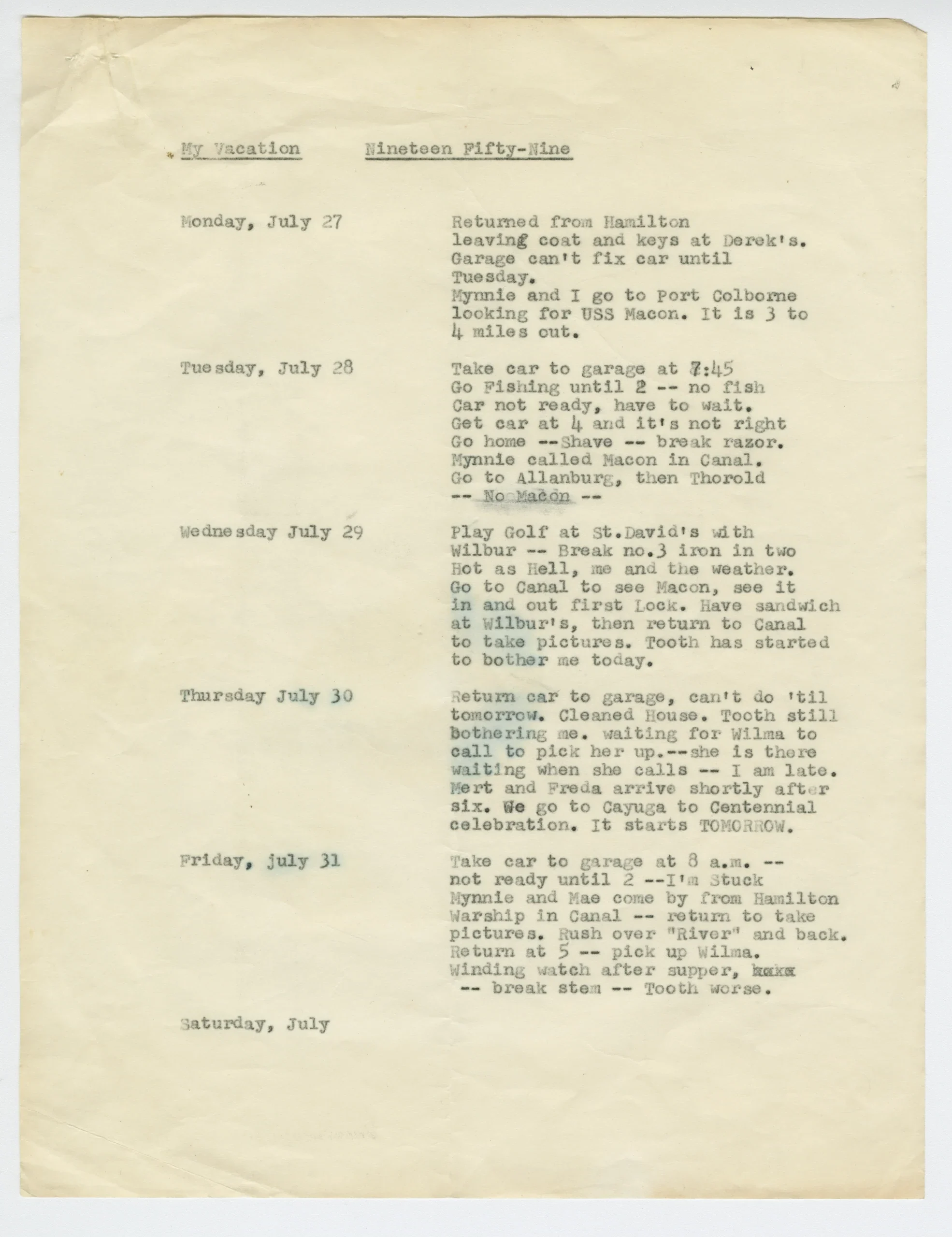 Colour photographs of white, slightly discoloured pages bearing typewritten notes.