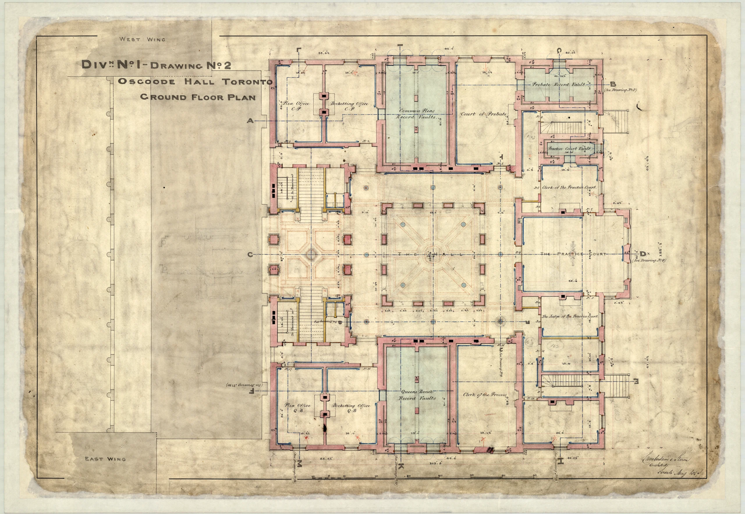 Osgoode Hall, ground floor plan, Div. 1, drawing 2