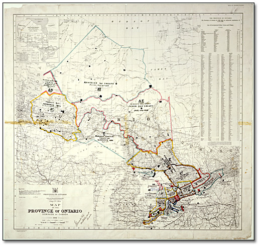 Map of the province of Ontario:	Dominion of Canada