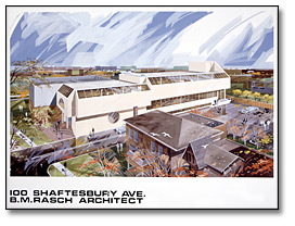 Watercolour: Proposal for addition and alterations to existing office building -- 100 Shaftesbury Avenue, Toronto, Ont., 1974