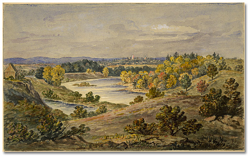 Watercolour: [Ottawa] "The Rideau River" ["From the Hog's Back"], [ca. 1876]