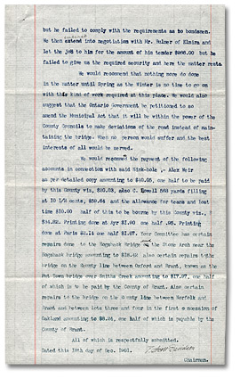 Memorandum from Chairman of Committee on Roads and Bridges to Brant County Council, 1901, page 2