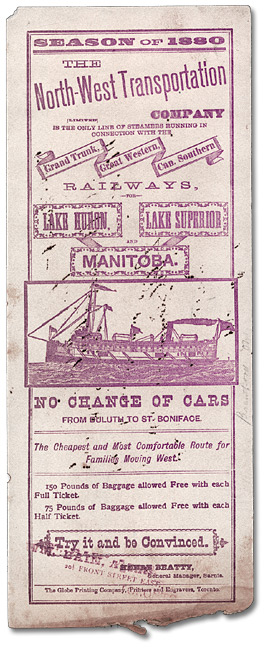 North-West Transportation Company adverstisement, 1880