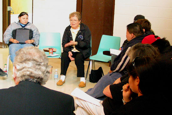 Bonnie Bressette (second from left) facilitates a small group discussion.